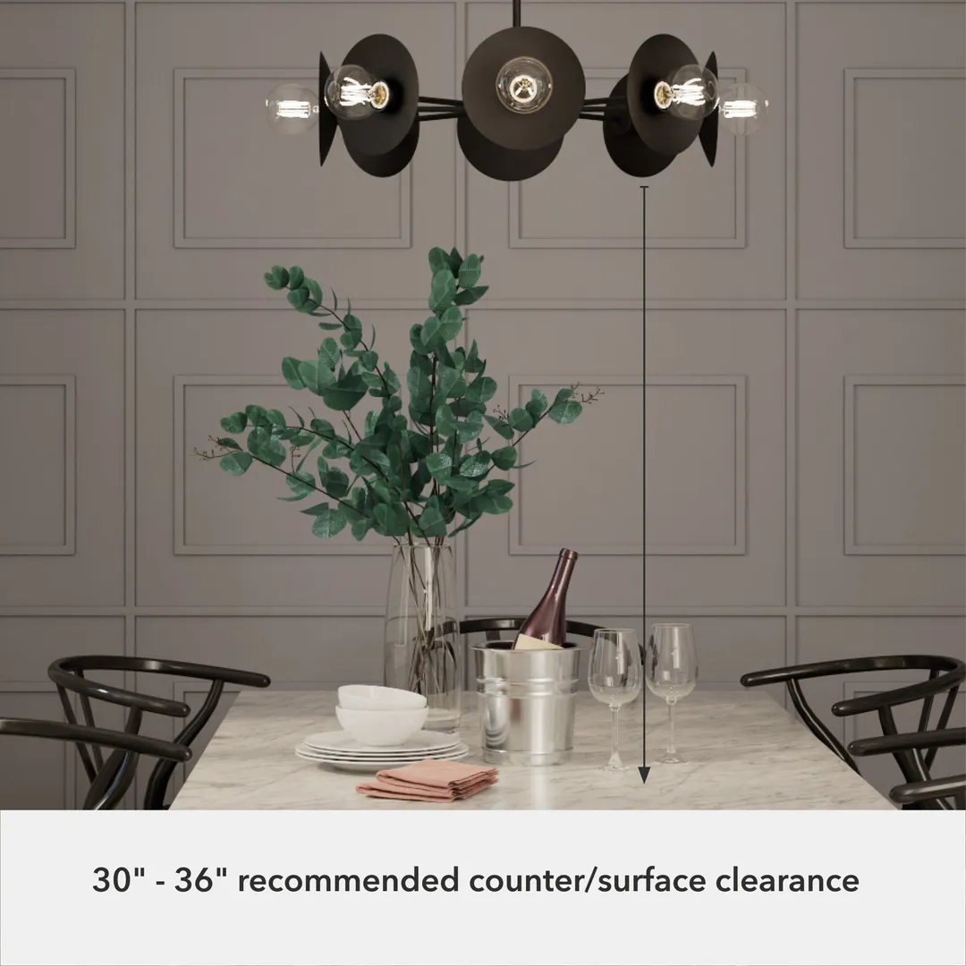 Hunter Fernando 8-Light Matte Black Modern/ContemporaryBare Bulb Chandelier, photo 4 of 9