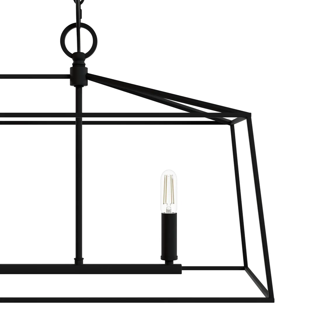 Hunter Fair Oaks 4-Light Matte Black TransitionalCage Chandelier, photo 7 of 11