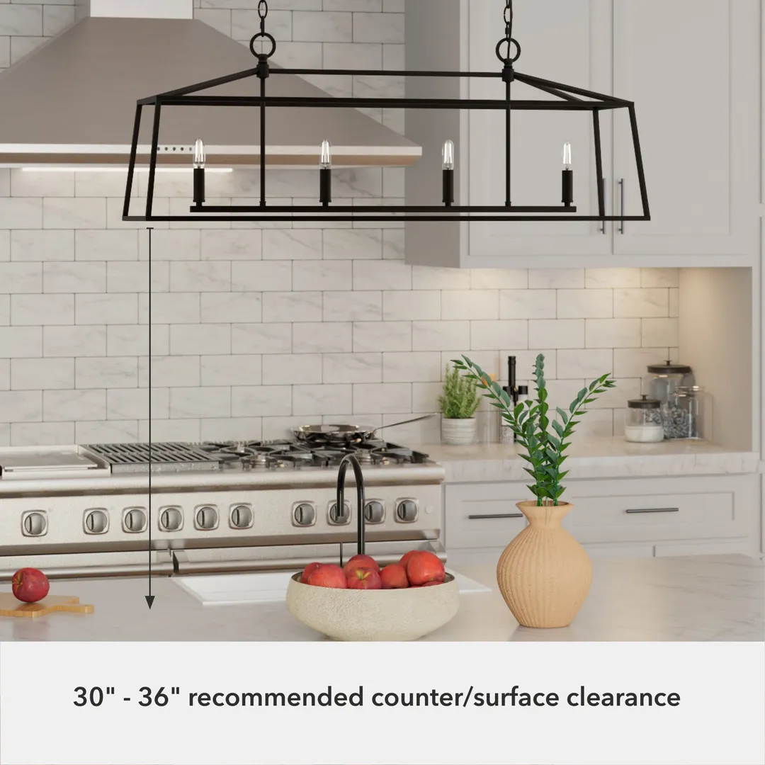 Hunter Fair Oaks 4-Light Matte Black TransitionalCage Chandelier, photo 6 of 11