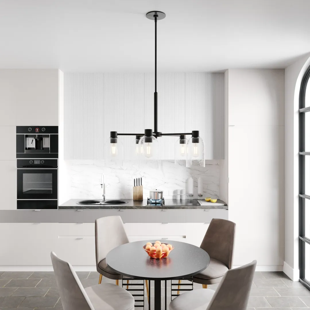 Hunter Lochemeade 5-Light Matte Gray Transitional Led Chandelier, photo 3 of 12