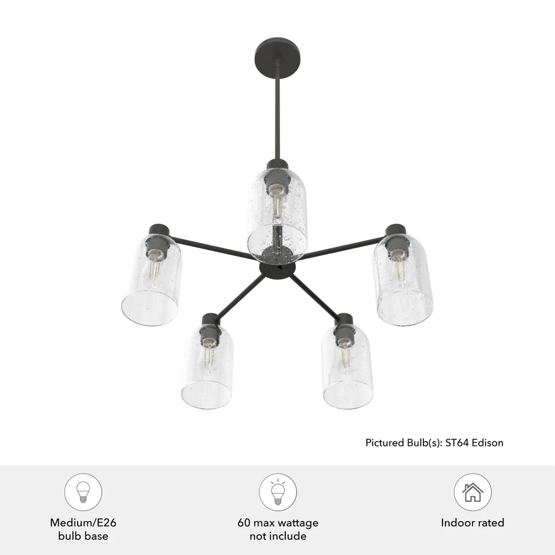 Hunter Lochemeade 5-Light Matte Gray Transitional Led Chandelier, photo 5 of 12