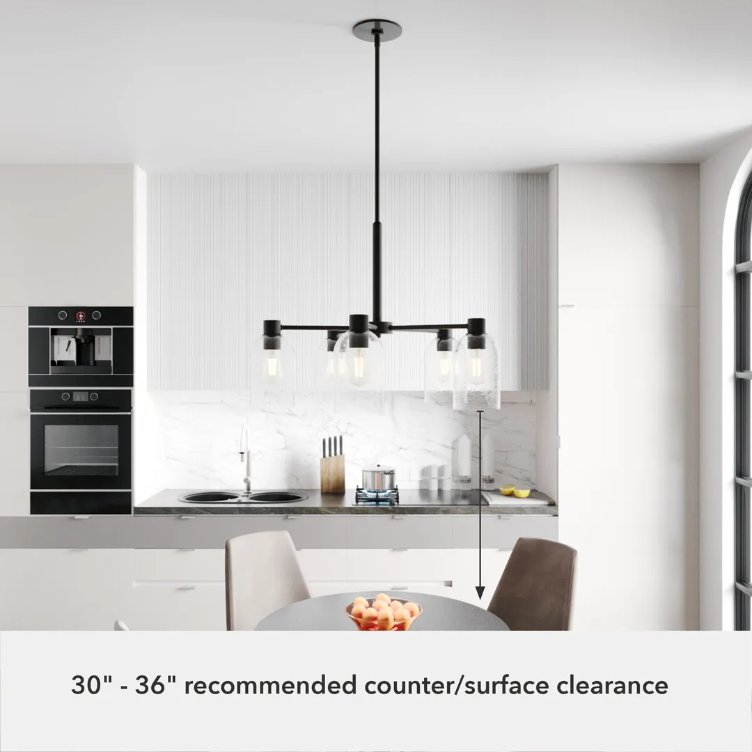 Hunter Lochemeade 5-Light Matte Gray Transitional Led Chandelier, photo 6 of 12
