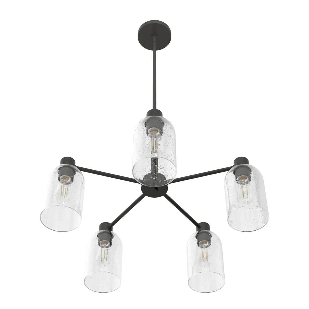 Hunter Lochemeade 5-Light Matte Gray Transitional Led Chandelier, photo 9 of 12