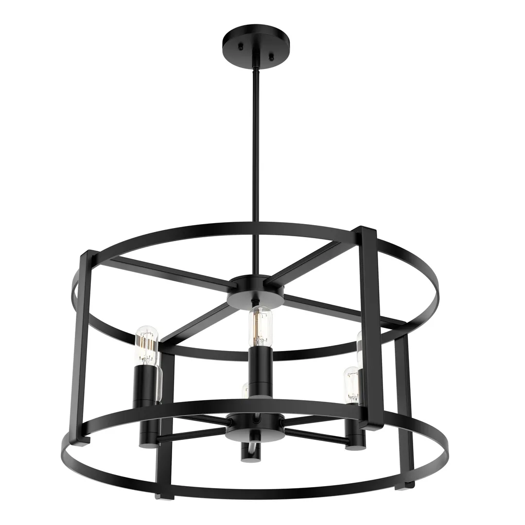 Hunter Astwood 6-Light Matte Black Transitional Led Chandelier, photo 2 of 12