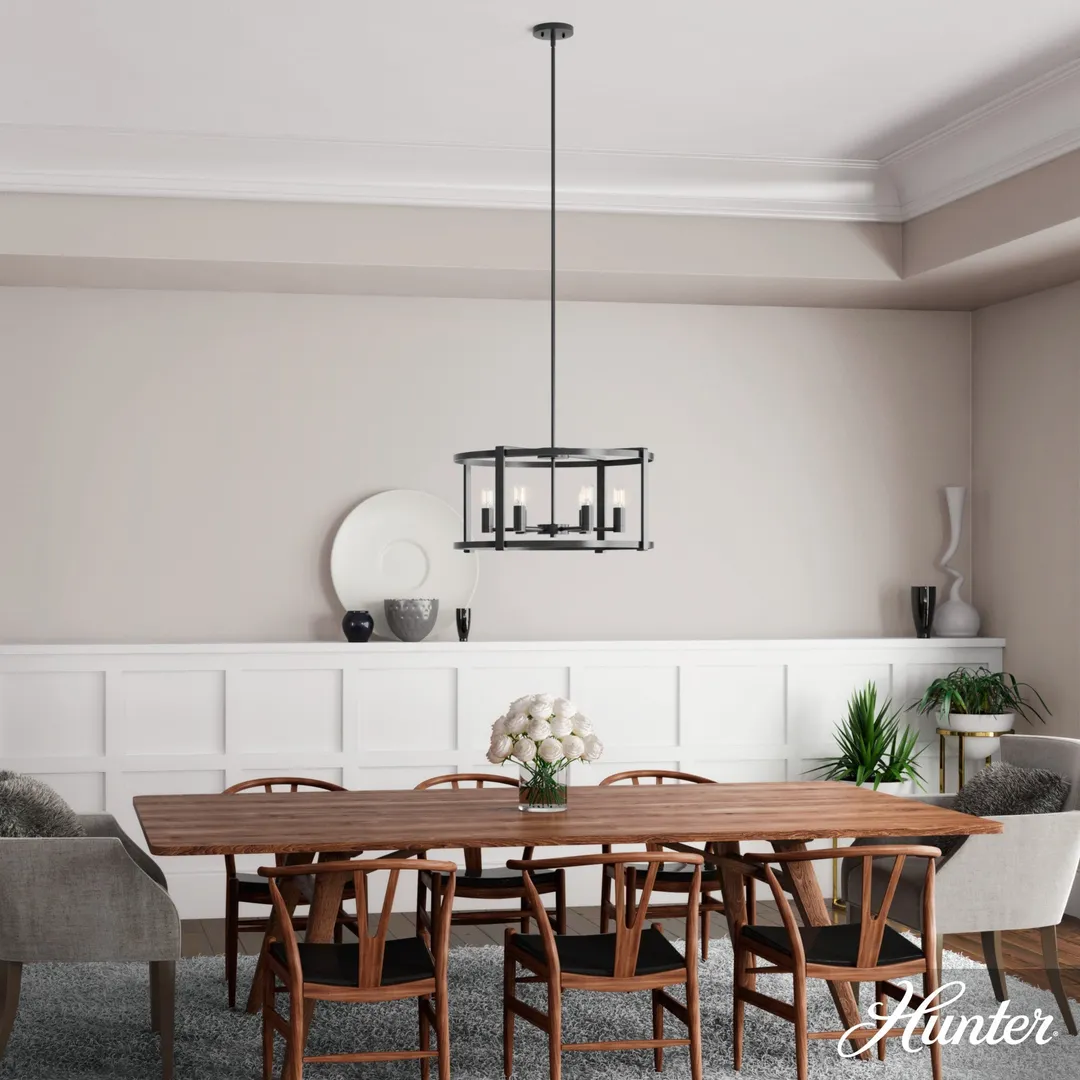 Hunter Astwood 6-Light Matte Black Transitional Led Chandelier, photo 3 of 12