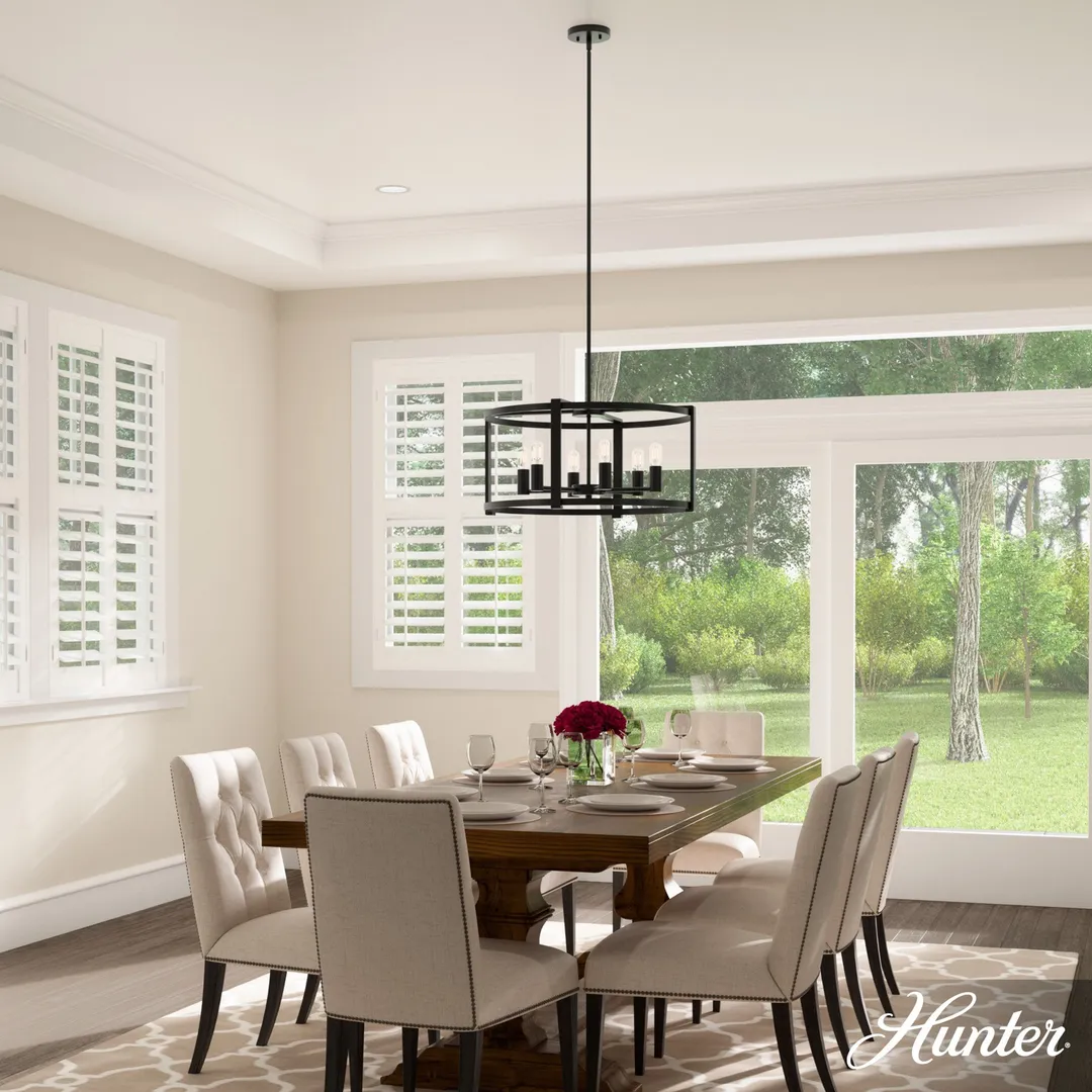 Hunter Astwood 6-Light Matte Black Transitional Led Chandelier, photo 4 of 12