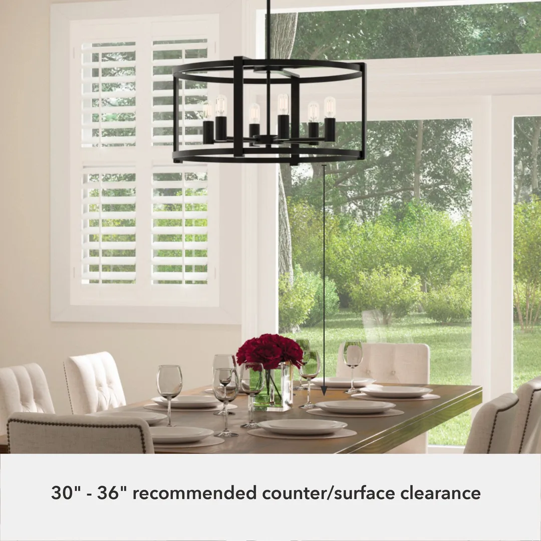 Hunter Astwood 6-Light Matte Black Transitional Led Chandelier, photo 7 of 12