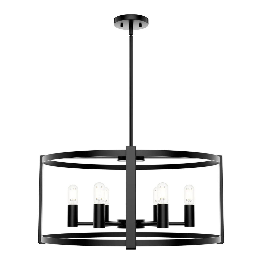 Hunter Astwood 6-Light Matte Black Transitional Led Chandelier, photo 9 of 12