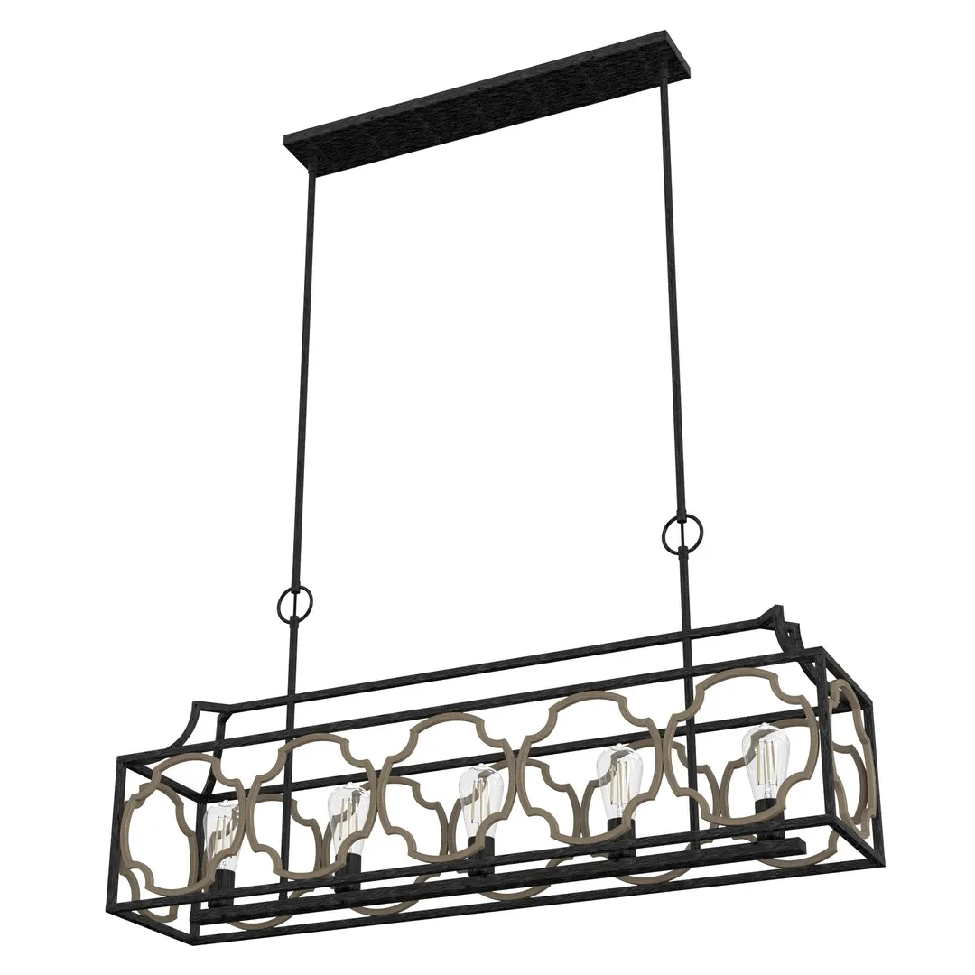 Hunter Stone Creek 5-Light Matte Black Transitional Led Bare Bulb Chandelier, photo 10 of 10