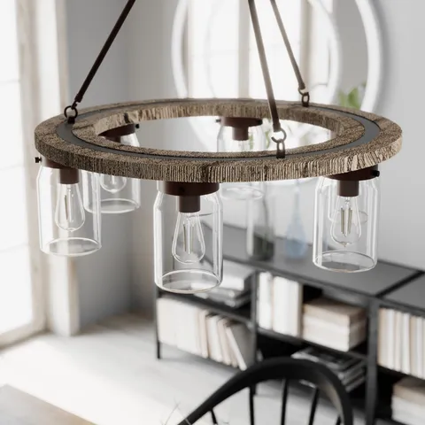 Devon Park 6-Light Matte Brown Farmhouse LED Chandelier