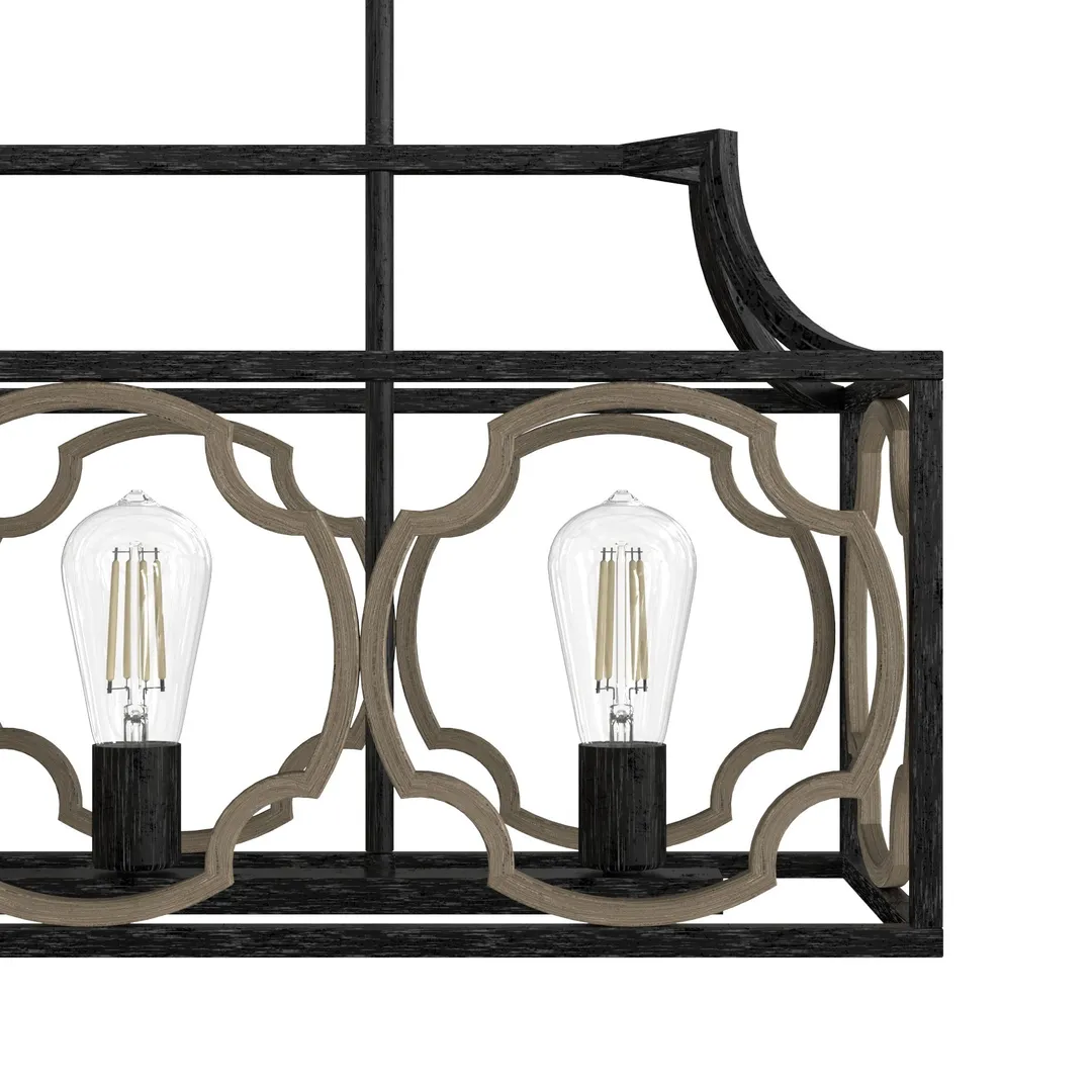Hunter Stone Creek 5-Light Matte Black Transitional Led Bare Bulb Chandelier, photo 7 of 10