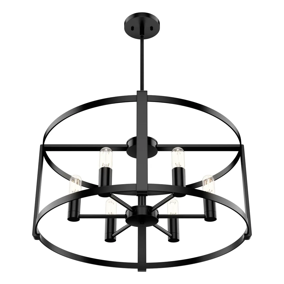 Hunter Astwood 6-Light Matte Black Transitional Led Chandelier, photo 10 of 12