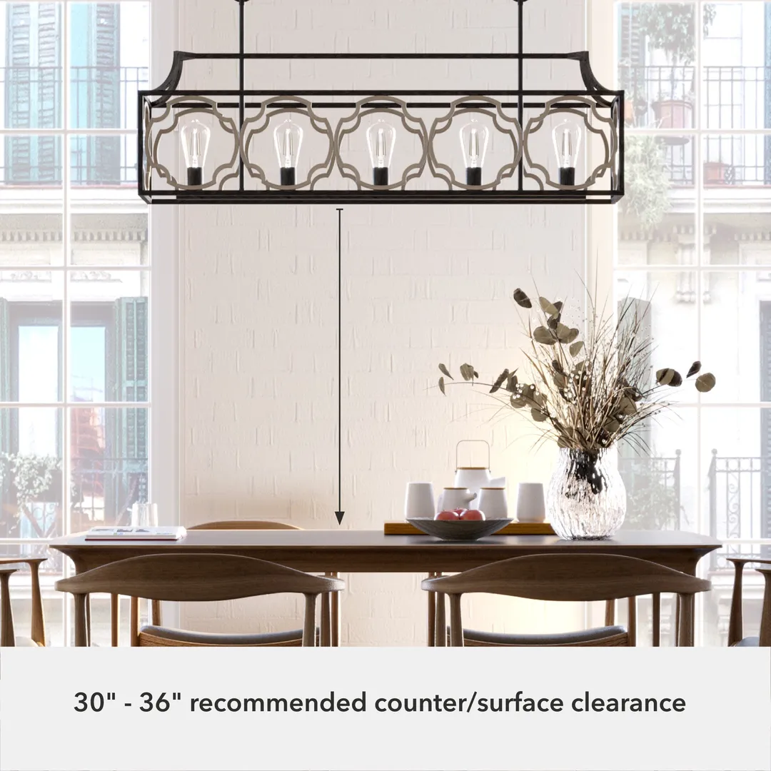 Hunter Stone Creek 5-Light Matte Black Transitional Led Bare Bulb Chandelier, photo 6 of 10