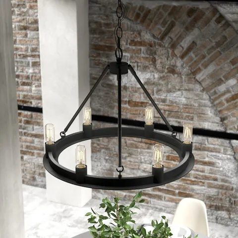 Saddlewood 6-Light Matte Black LED Chandelier