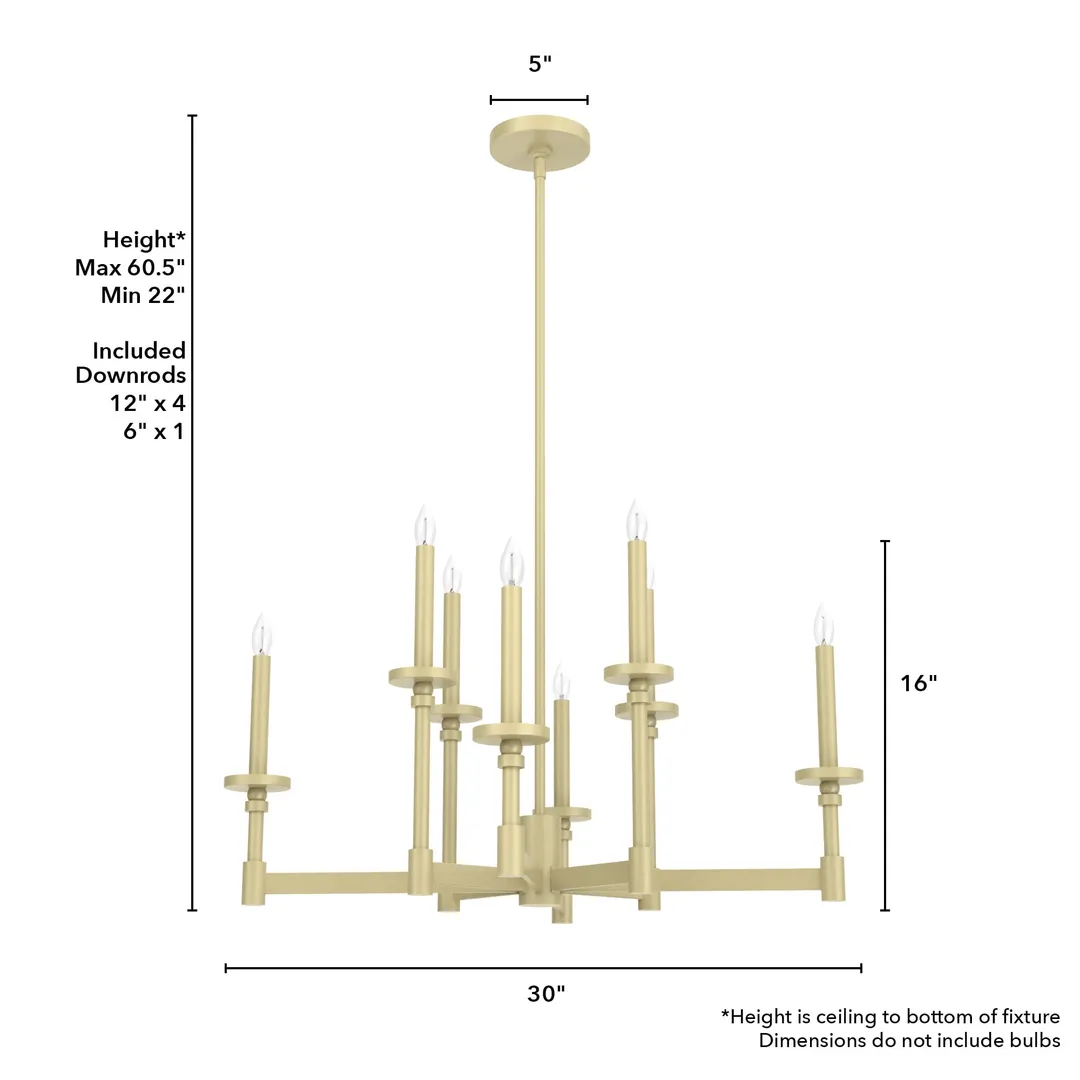 Hunter Briargrove 8-Light Matte Vintage Led Chandelier, photo 4 of 11