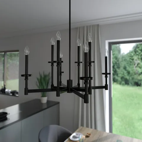 Briargrove Matte Black 8-Light LED Chandelier