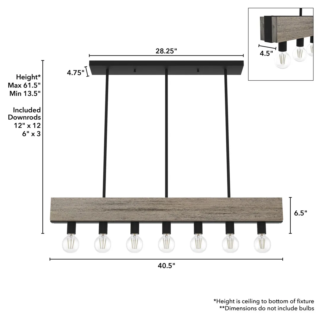 Hunter Donelson 7-Light Matte Brown Transitional Led Chandelier, photo 4 of 9