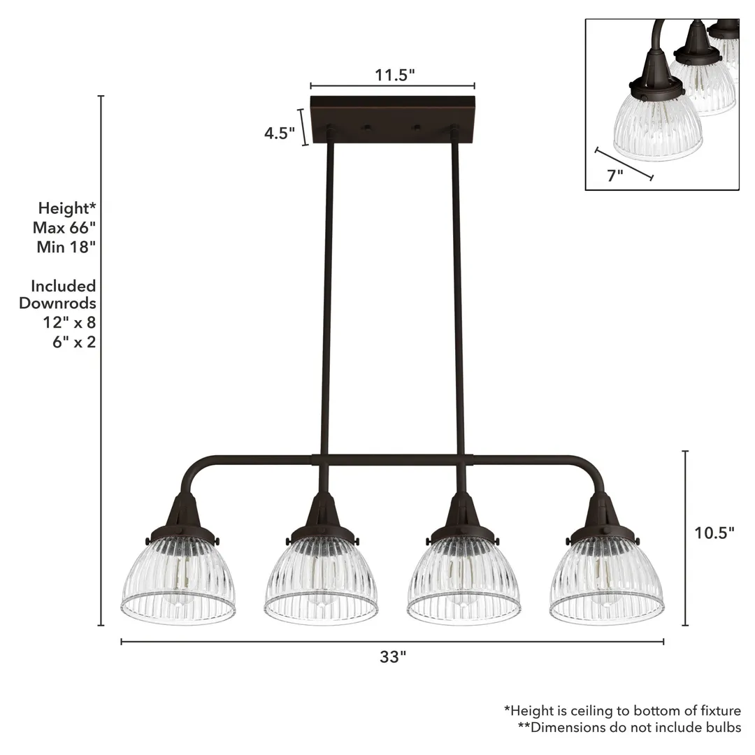 Hunter Cypress Grove 4-Light Matte Copper Transitional Led Crystal Chandelier, photo 4 of 12