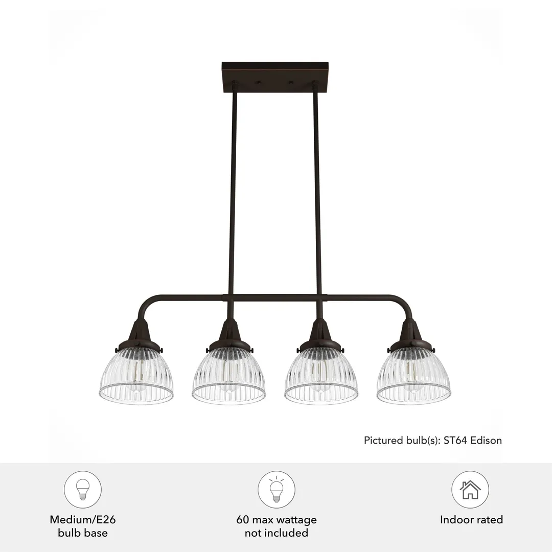 Hunter Cypress Grove 4-Light Matte Copper Transitional Led Crystal Chandelier, photo 5 of 12