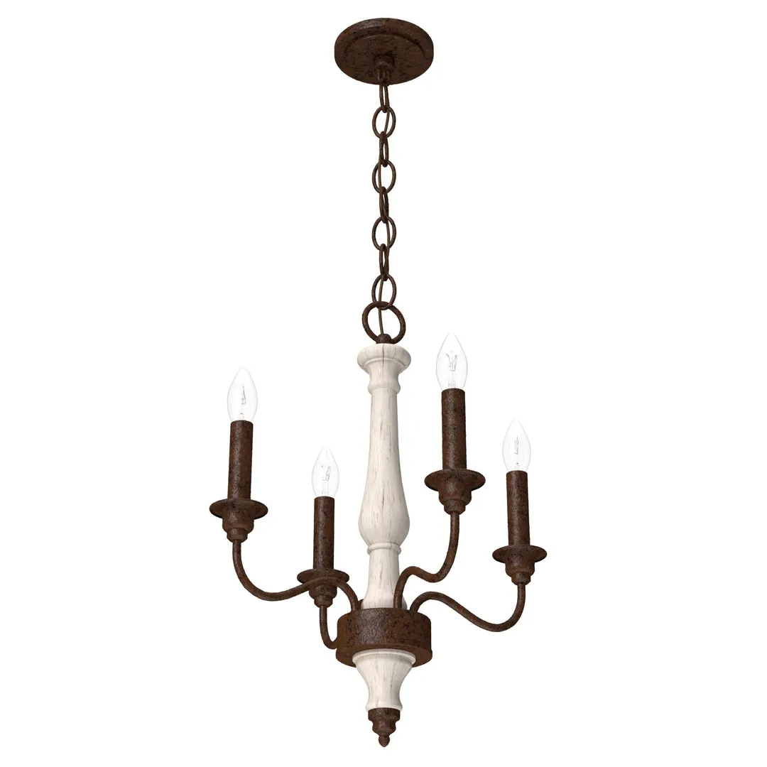Hunter Teren 4-Light Matte White Traditional Led Bare Bulb Chandelier, photo 8 of 8