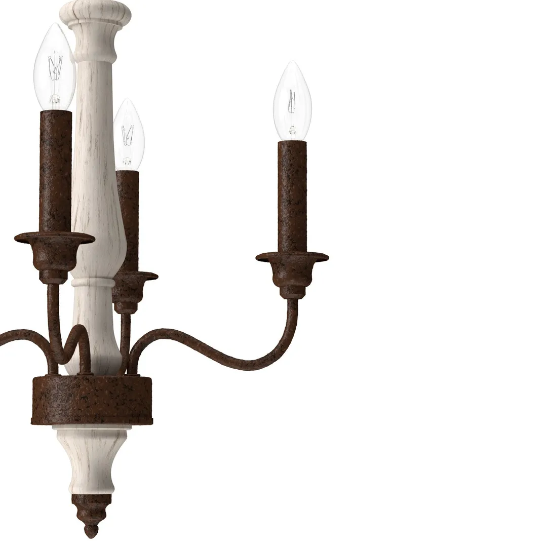 Hunter Teren 4-Light Matte White Traditional Led Bare Bulb Chandelier, photo 7 of 8