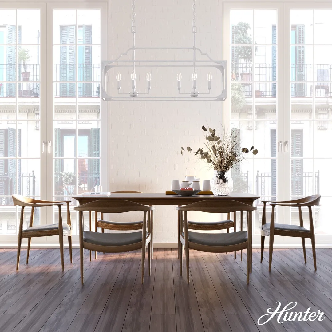 Hunter Highland Hill 8-Light Distressed Gold Traditional Led Bare Bulb Chandelier, photo 3 of 10