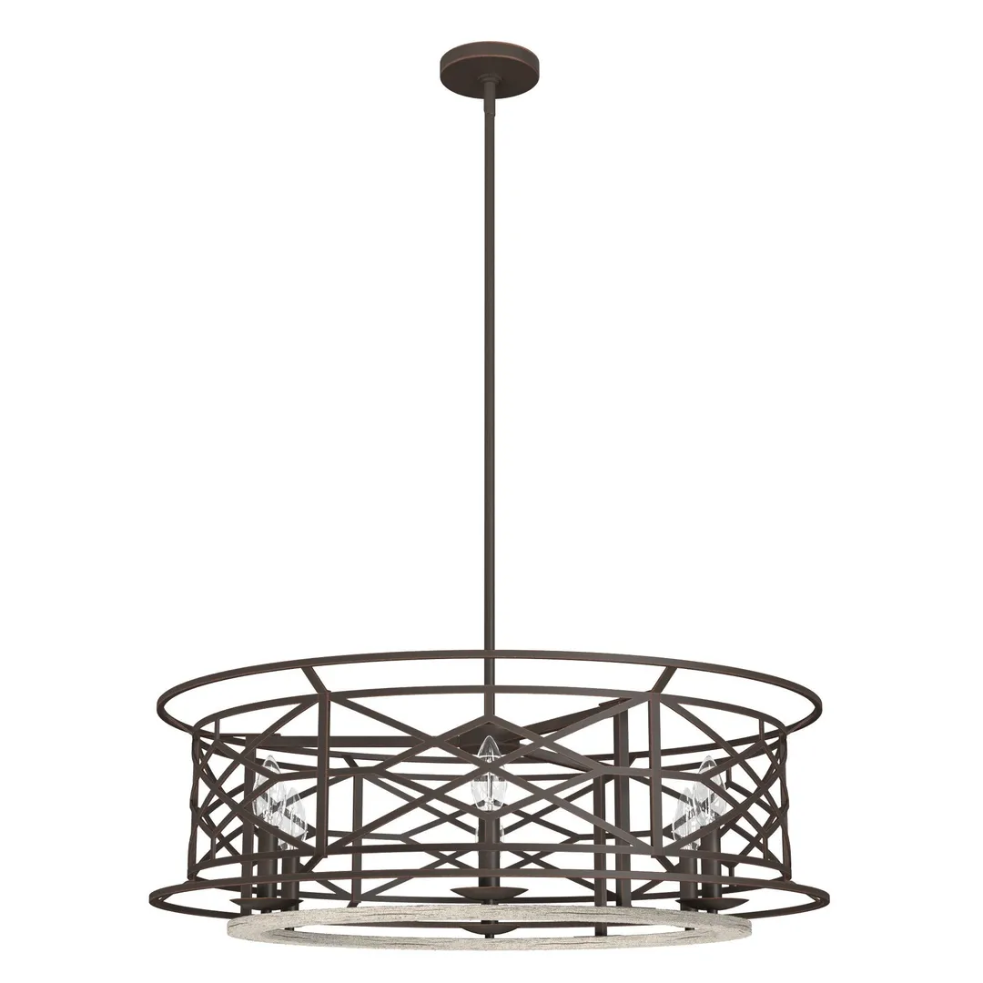 Hunter Langwood 6-Light Matte Copper Transitional Led Bare Bulb Chandelier, photo 2 of 8