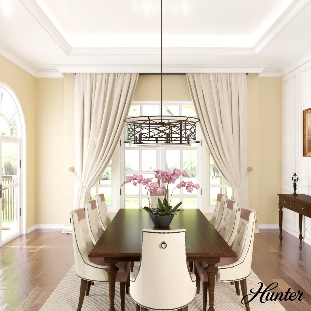 Hunter Langwood 6-Light Matte Copper Transitional Led Bare Bulb Chandelier, photo 3 of 8