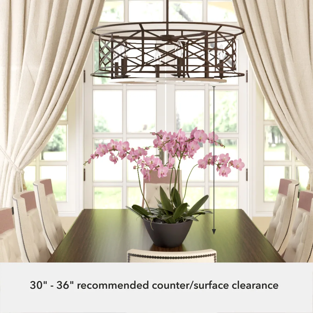Hunter Langwood 6-Light Matte Copper Transitional Led Bare Bulb Chandelier, photo 6 of 8