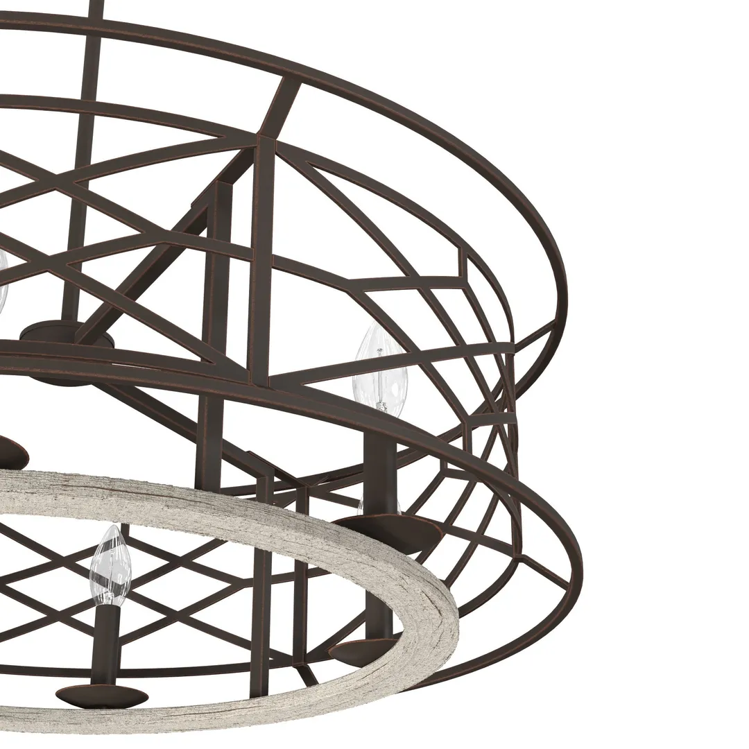 Hunter Langwood 6-Light Matte Copper Transitional Led Bare Bulb Chandelier, photo 7 of 8