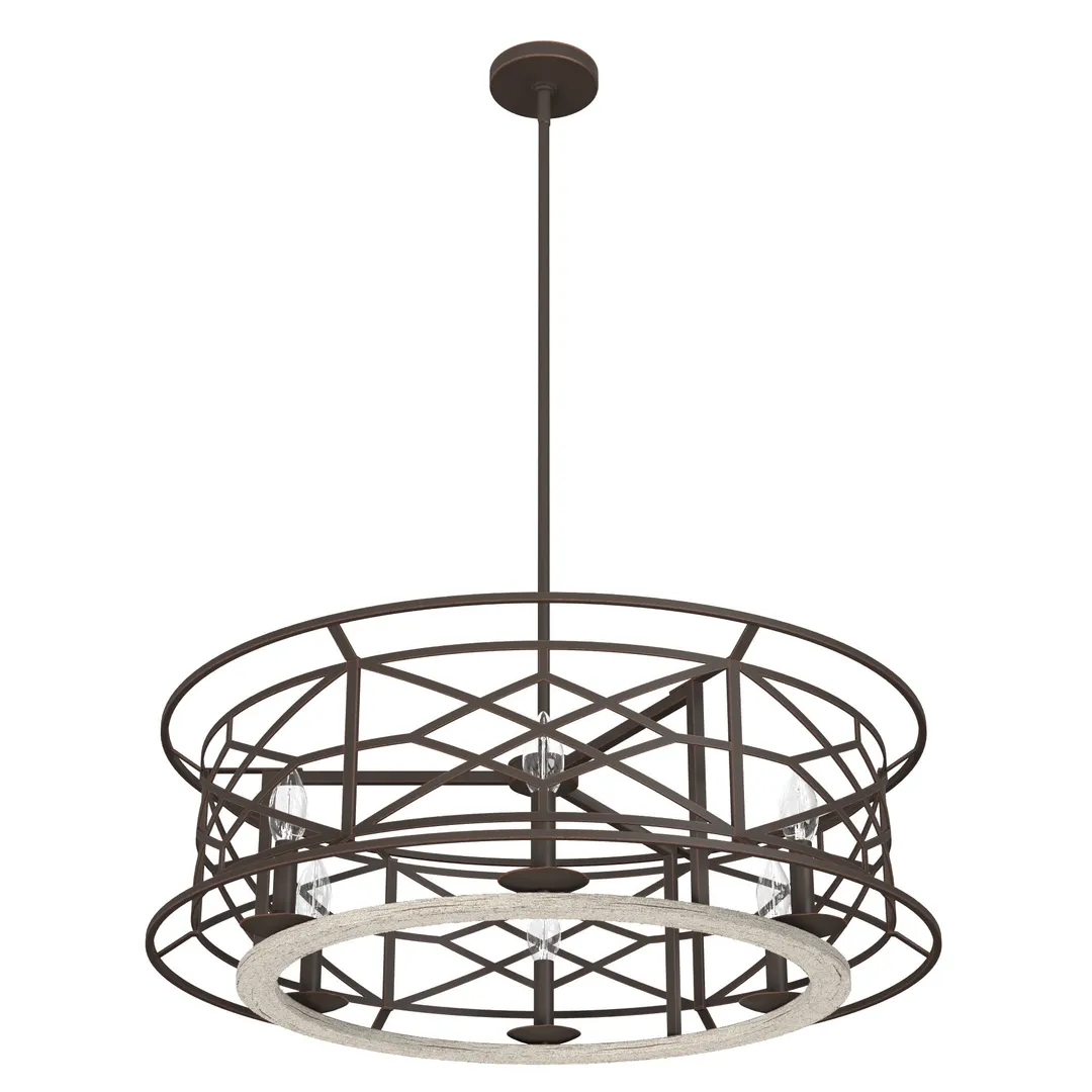 Hunter Langwood 6-Light Matte Copper Transitional Led Bare Bulb Chandelier, photo 8 of 8