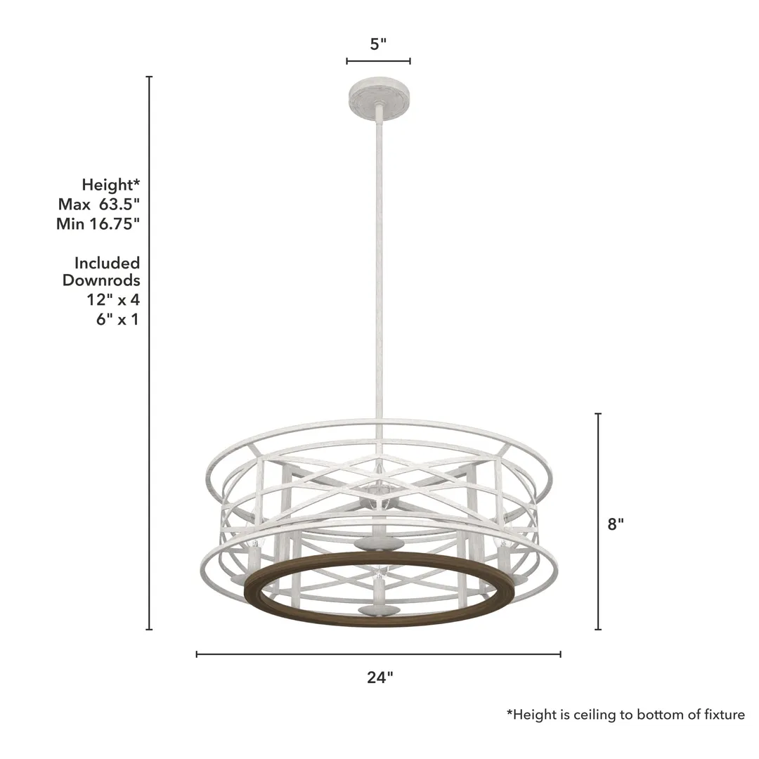 Hunter Langwood 4-Light Matte White Transitional Led Bare Bulb Chandelier, photo 4 of 8
