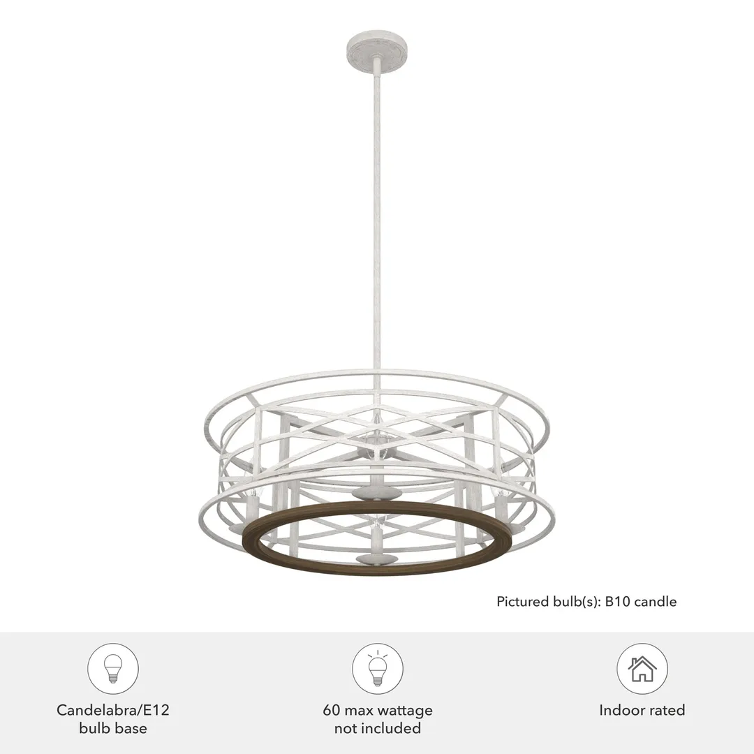 Hunter Langwood 4-Light Matte White Transitional Led Bare Bulb Chandelier, photo 5 of 8