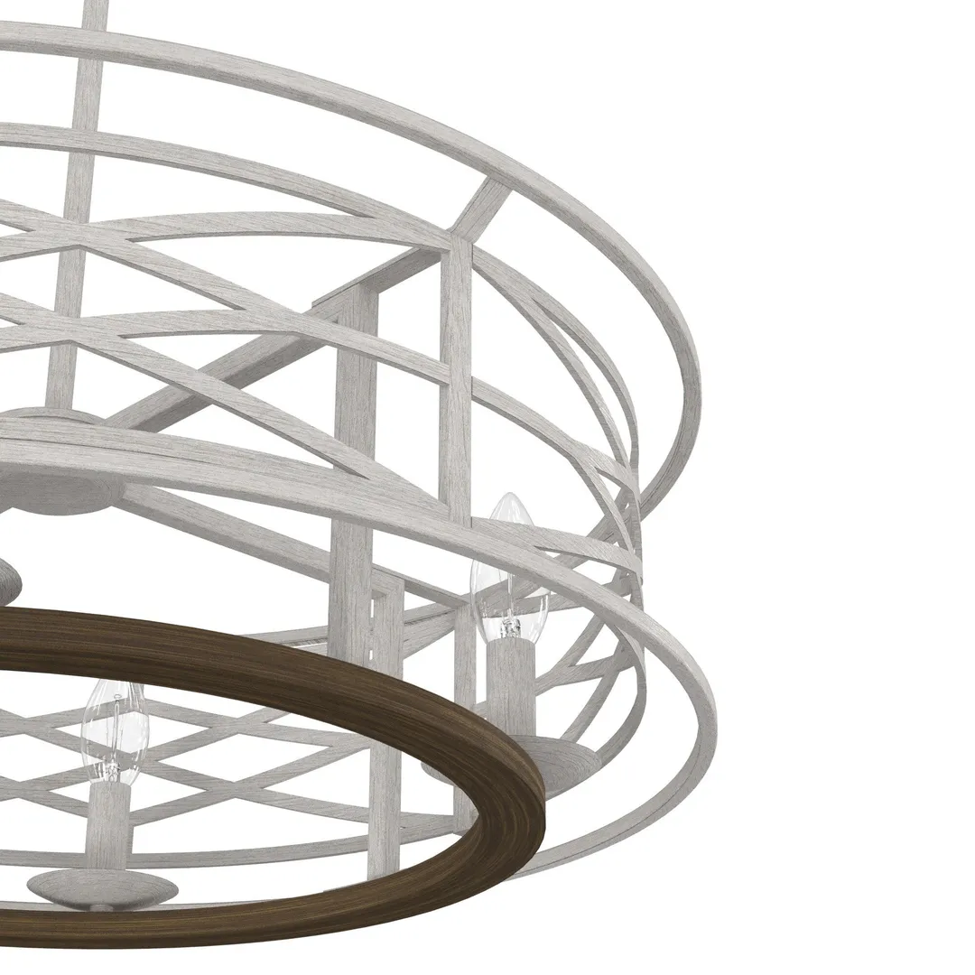Hunter Langwood 4-Light Matte White Transitional Led Bare Bulb Chandelier, photo 7 of 8