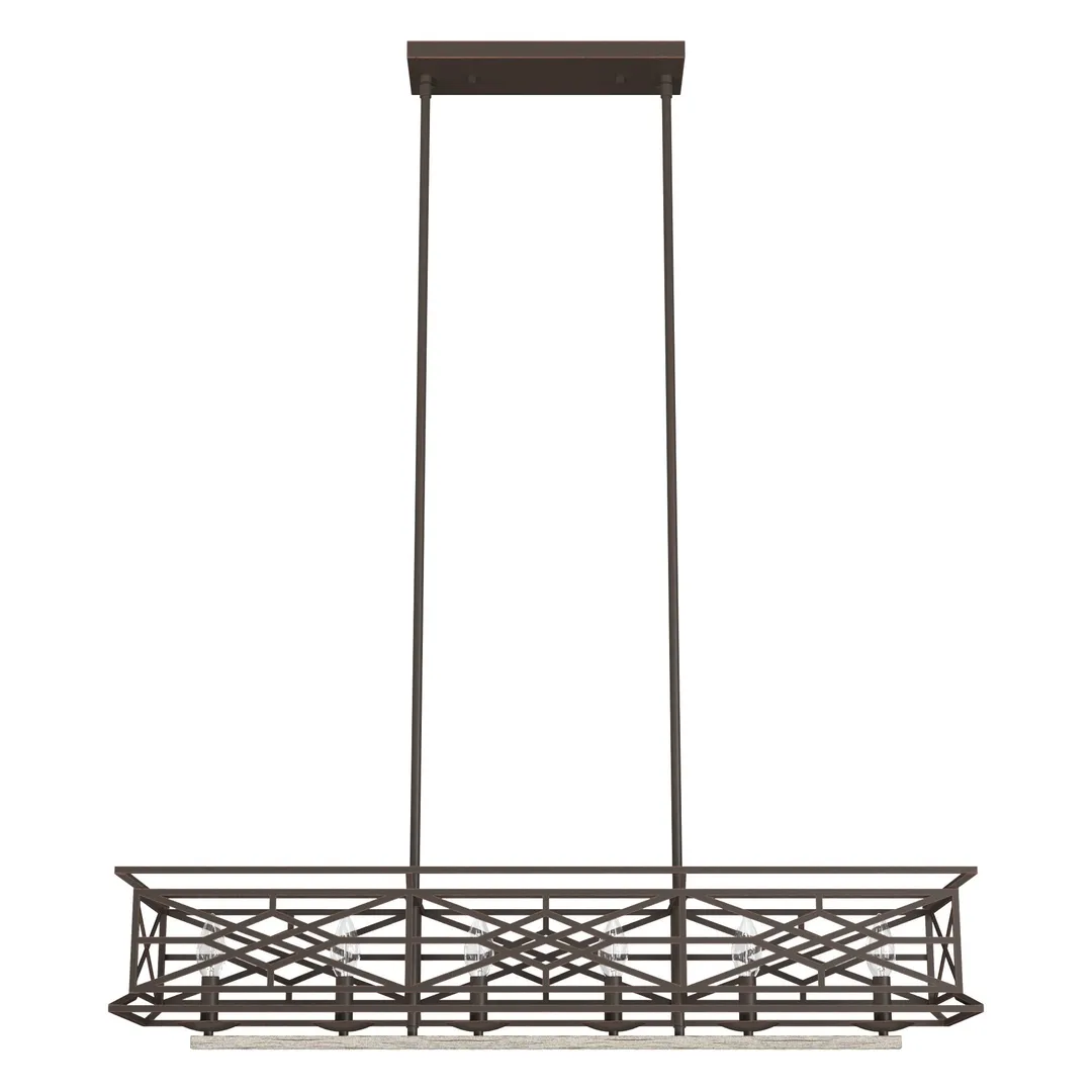 Hunter Langwood 6-Light Matte Copper Transitional Led Bare Bulb Chandelier, photo 2 of 10