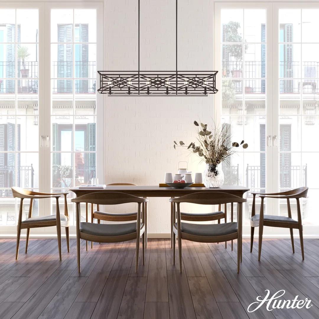 Hunter Langwood 6-Light Matte Copper Transitional Led Bare Bulb Chandelier, photo 3 of 10
