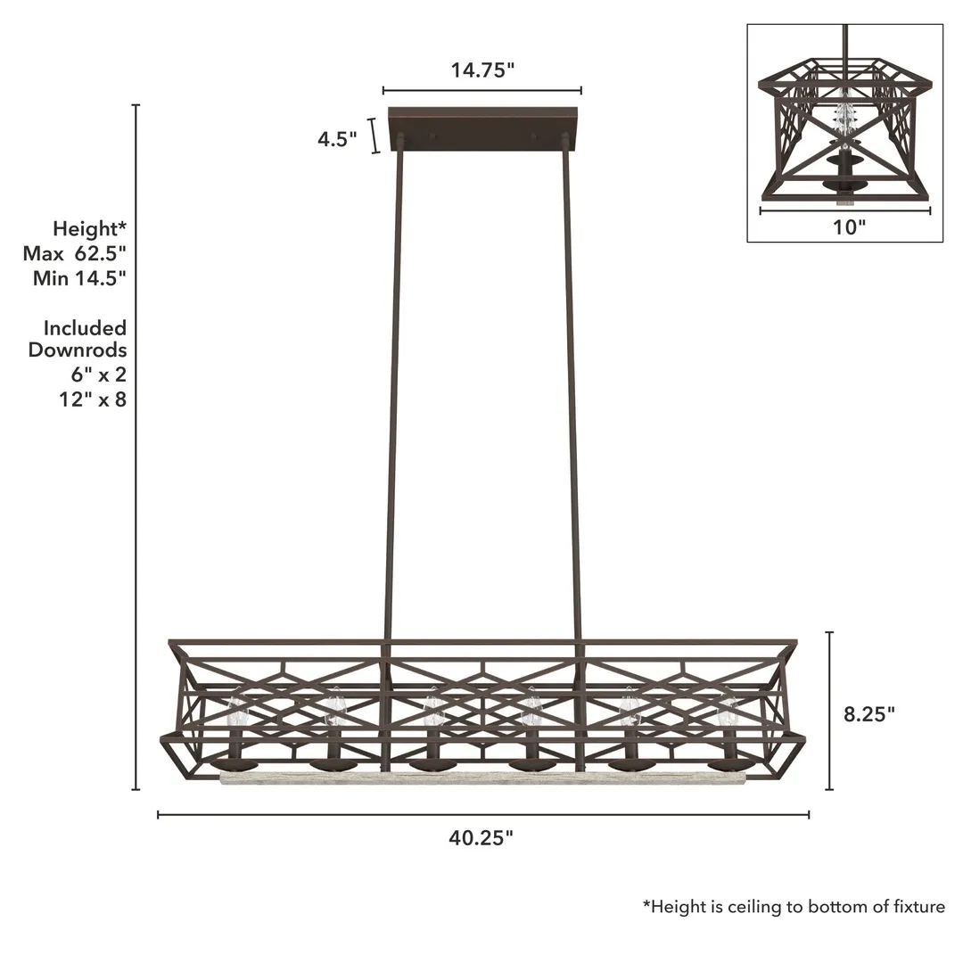 Hunter Langwood 6-Light Matte Copper Transitional Led Bare Bulb Chandelier, photo 4 of 10