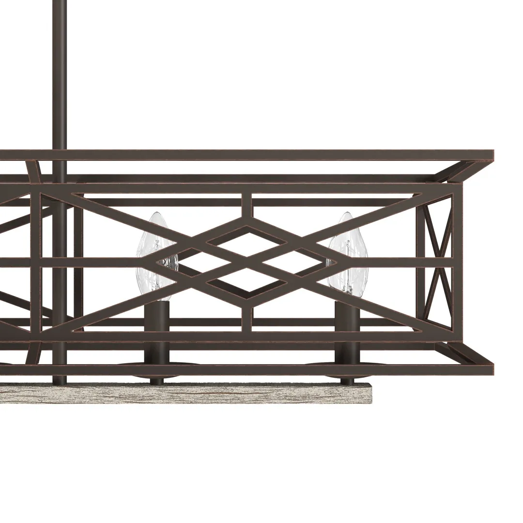 Hunter Langwood 6-Light Matte Copper Transitional Led Bare Bulb Chandelier, photo 7 of 10