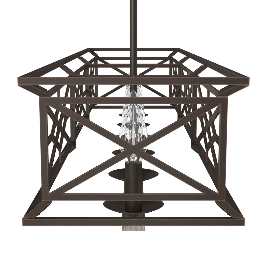 Hunter Langwood 6-Light Matte Copper Transitional Led Bare Bulb Chandelier, photo 8 of 10
