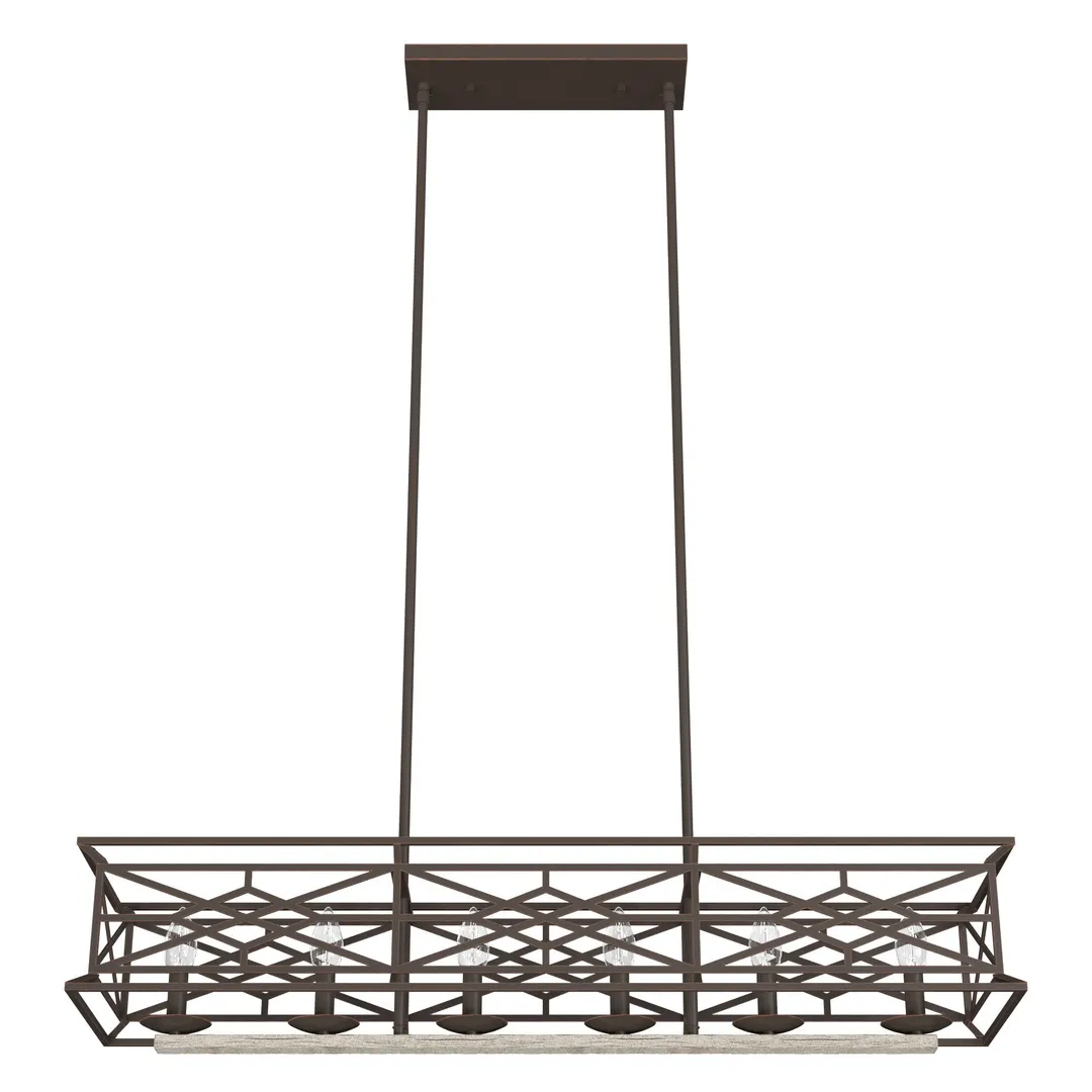 Hunter Langwood 6-Light Matte Copper Transitional Led Bare Bulb Chandelier, photo 9 of 10