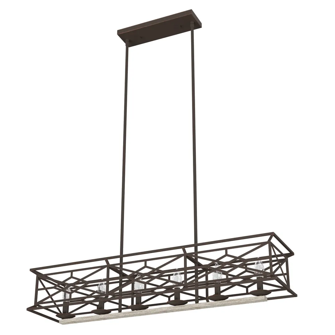 Hunter Langwood 6-Light Matte Copper Transitional Led Bare Bulb Chandelier, photo 10 of 10