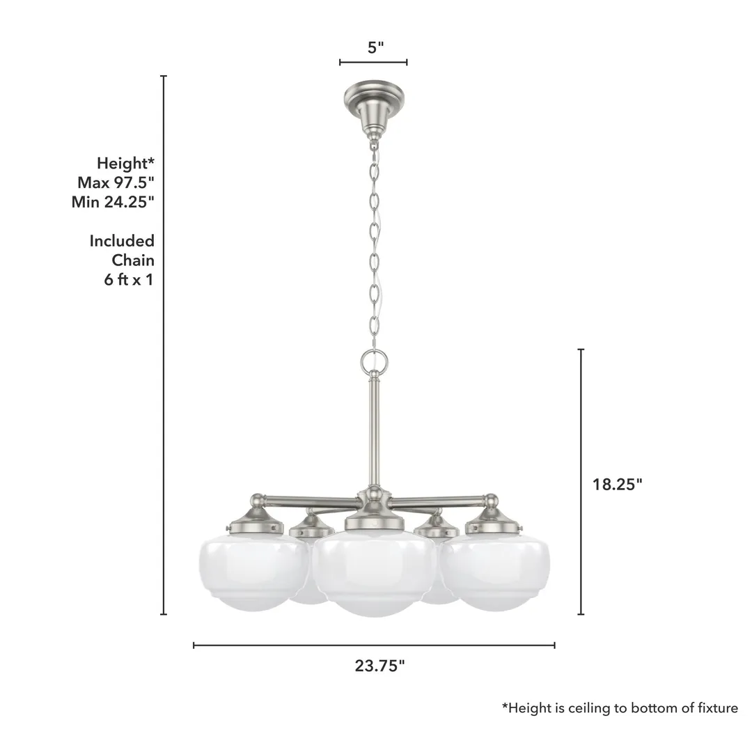 Hunter Saddle Creek 5-Light Brushed Nickel Transitional Led Chandelier, photo 4 of 9