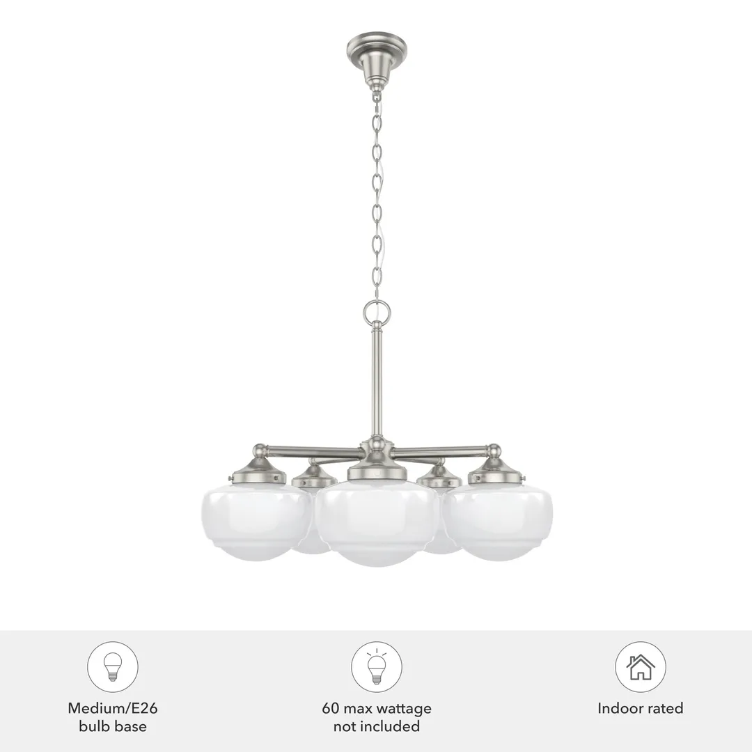 Hunter Saddle Creek 5-Light Brushed Nickel Transitional Led Chandelier, photo 5 of 9