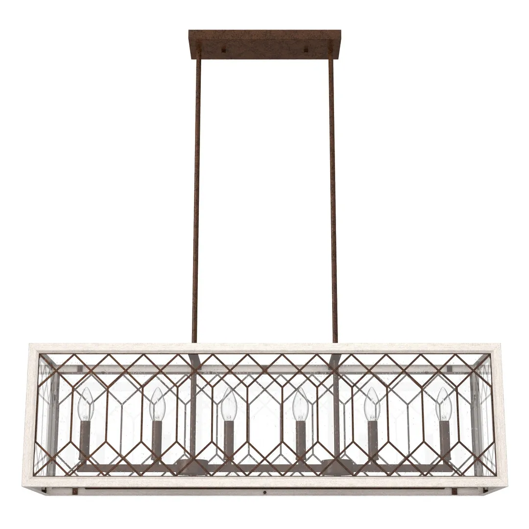 Hunter Chevron 8-Light Distressed Brown Modern/Contemporary Led Chandelier, photo 2 of 11