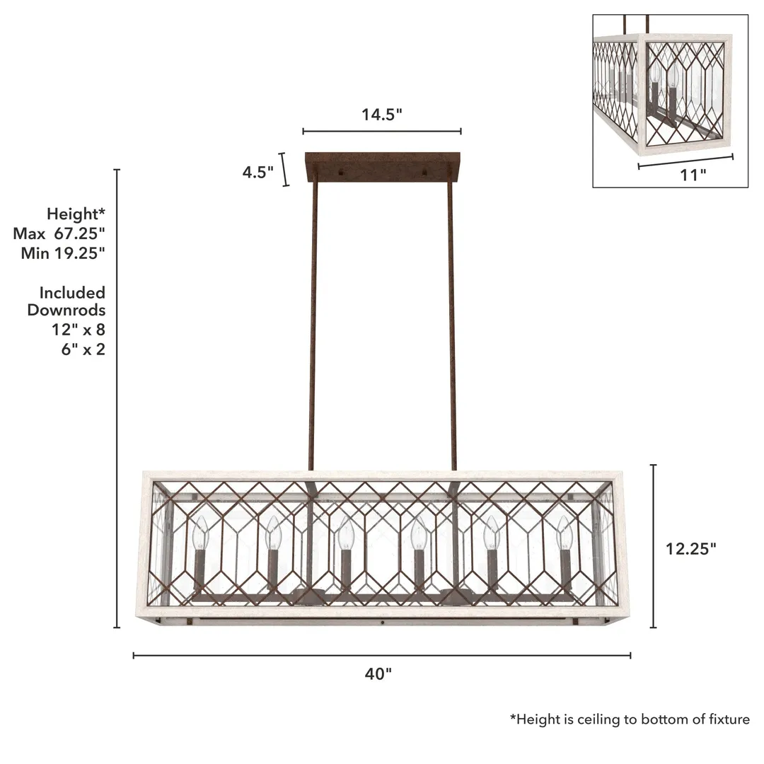 Hunter Chevron 8-Light Distressed Brown Modern/Contemporary Led Chandelier, photo 4 of 11