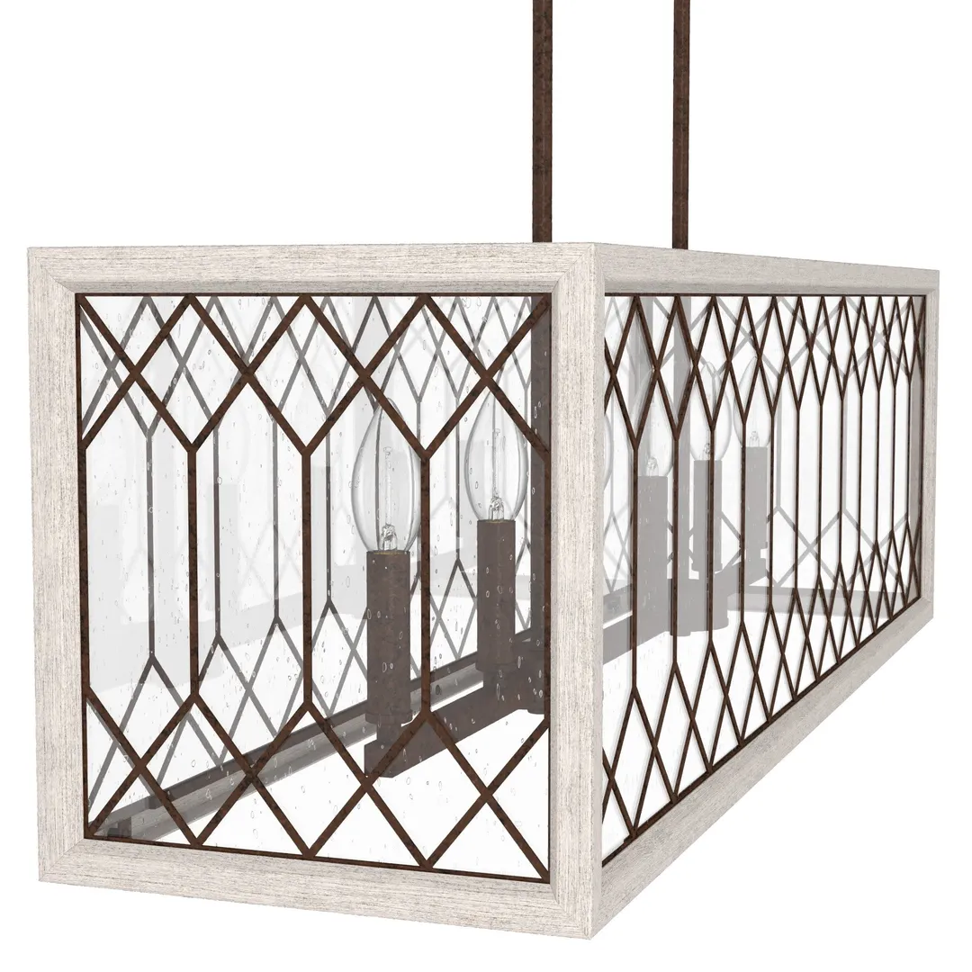 Hunter Chevron 8-Light Distressed Brown Modern/Contemporary Led Chandelier, photo 8 of 11