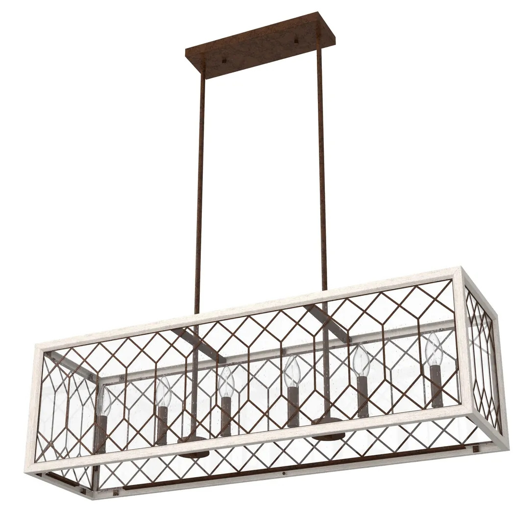 Hunter Chevron 8-Light Distressed Brown Modern/Contemporary Led Chandelier, photo 9 of 11