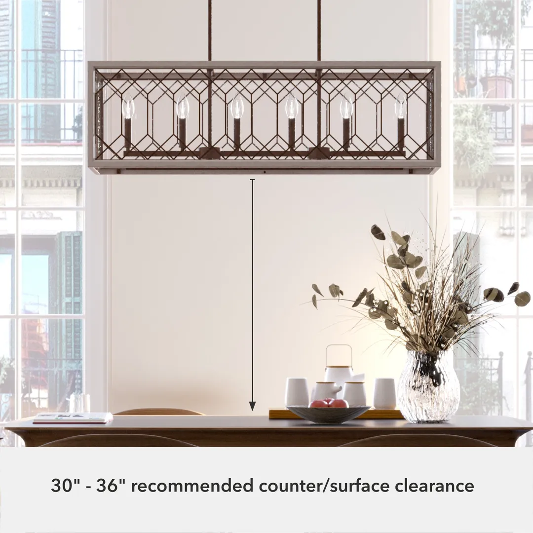 Hunter Chevron 8-Light Distressed Brown Modern/Contemporary Led Chandelier, photo 6 of 11