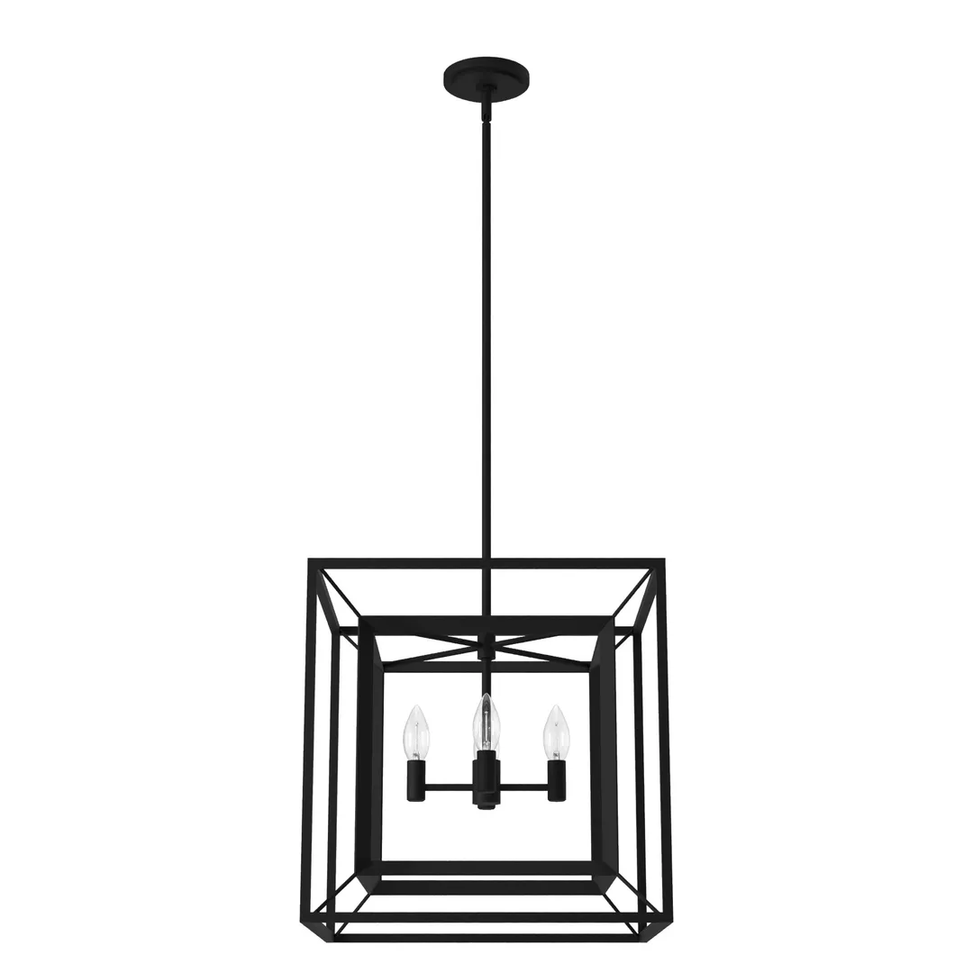 Hunter Doherty 4-Light Matte Black Modern/Contemporary Led Bare Bulb Chandelier, photo 2 of 9