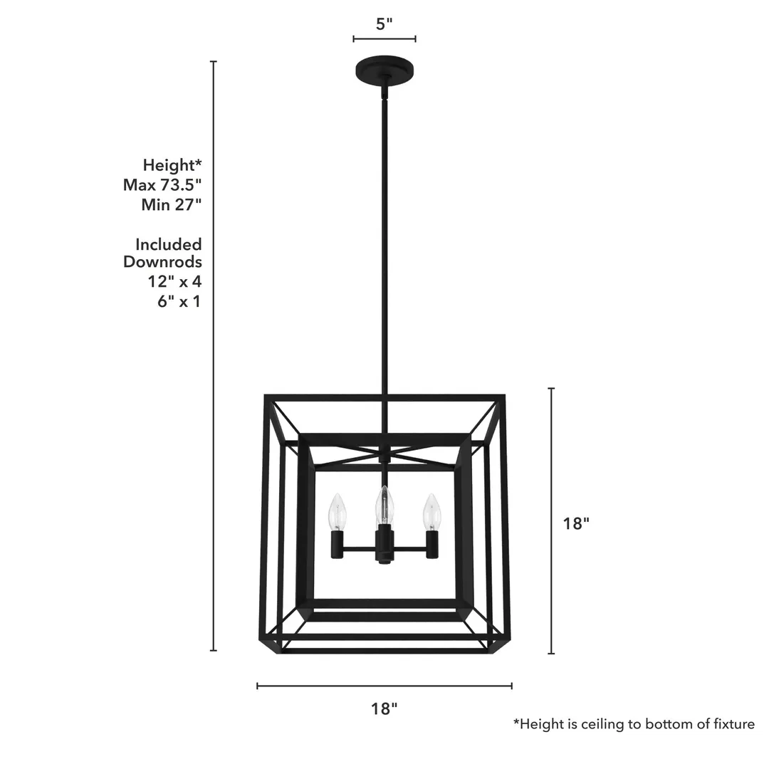 Hunter Doherty 4-Light Matte Black Modern/Contemporary Led Bare Bulb Chandelier, photo 4 of 9